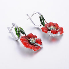 Red Zircon Dangle Earrings Romantic Wedding Jewelry