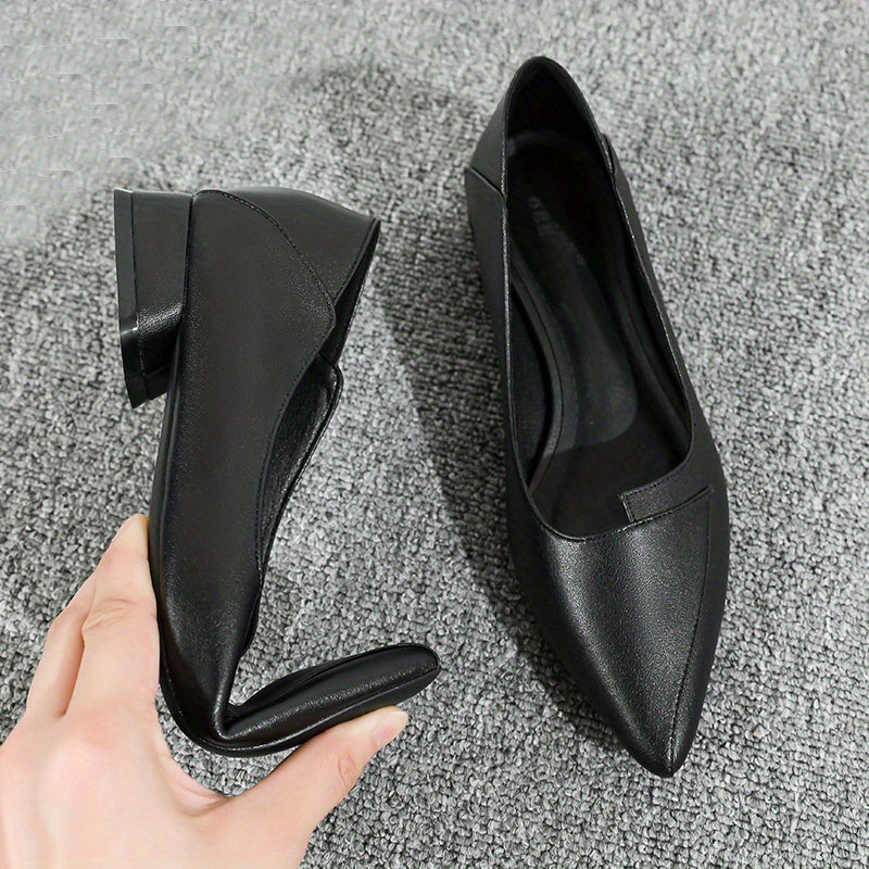 Women's Pointed Toe Low Heels Slip On Shoes Casual Work Shoes