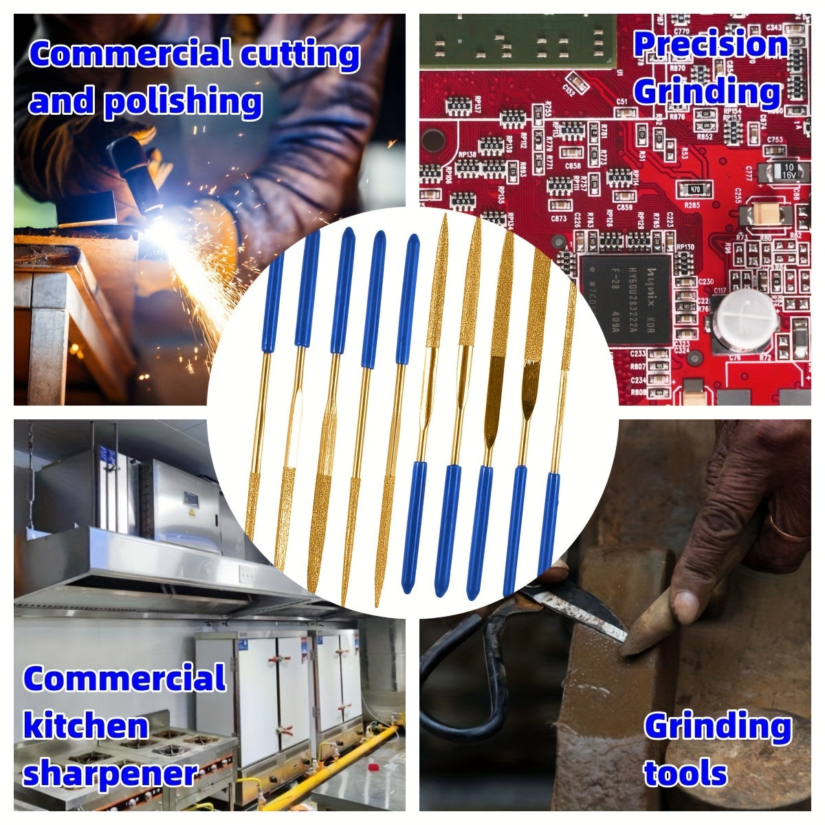 10pcs Mini Titanium Coated Files Kit for Wood Ceramic Glass