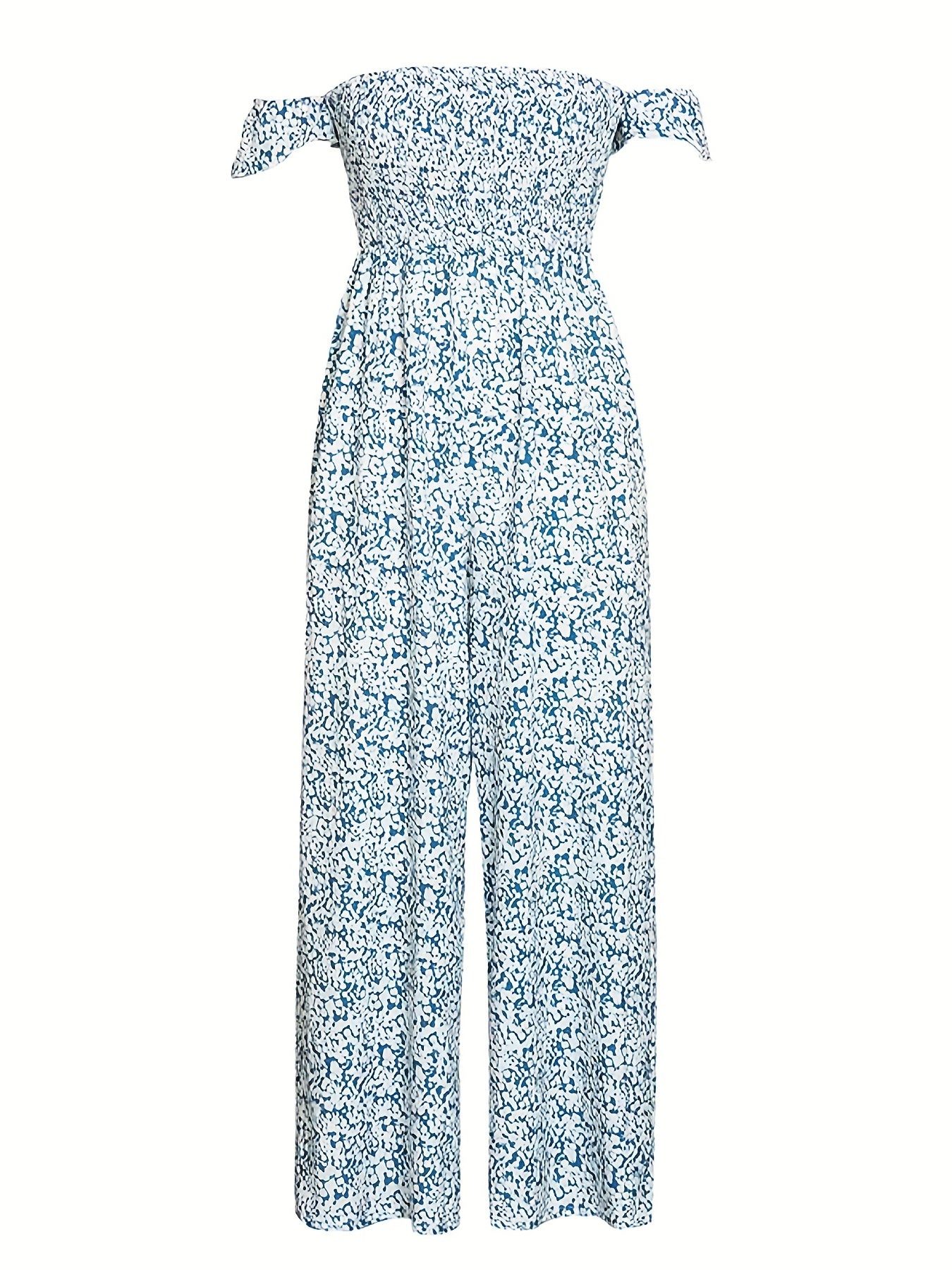  Sexy Jumpsuit Women's Plus Ditsy Floral Print Shirred Off Shoulder Jum
