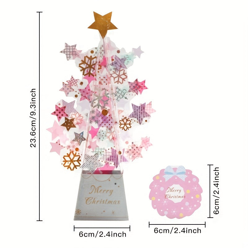 Christmas 3D Decoration Greeting Card Creative Tree Gift Blessing Message