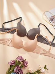 2pcs Solid T Shirt Bras Comfy Push Up Everyday Bra Women's Lingerie