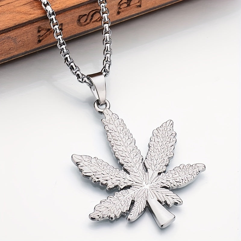 Men's Maple Leaf Pendant Necklace Long Ladies Sweater Chain