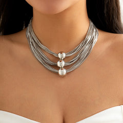 Exaggerated Layer Chain Necklace Stackable Punk Style Neck Jewelry