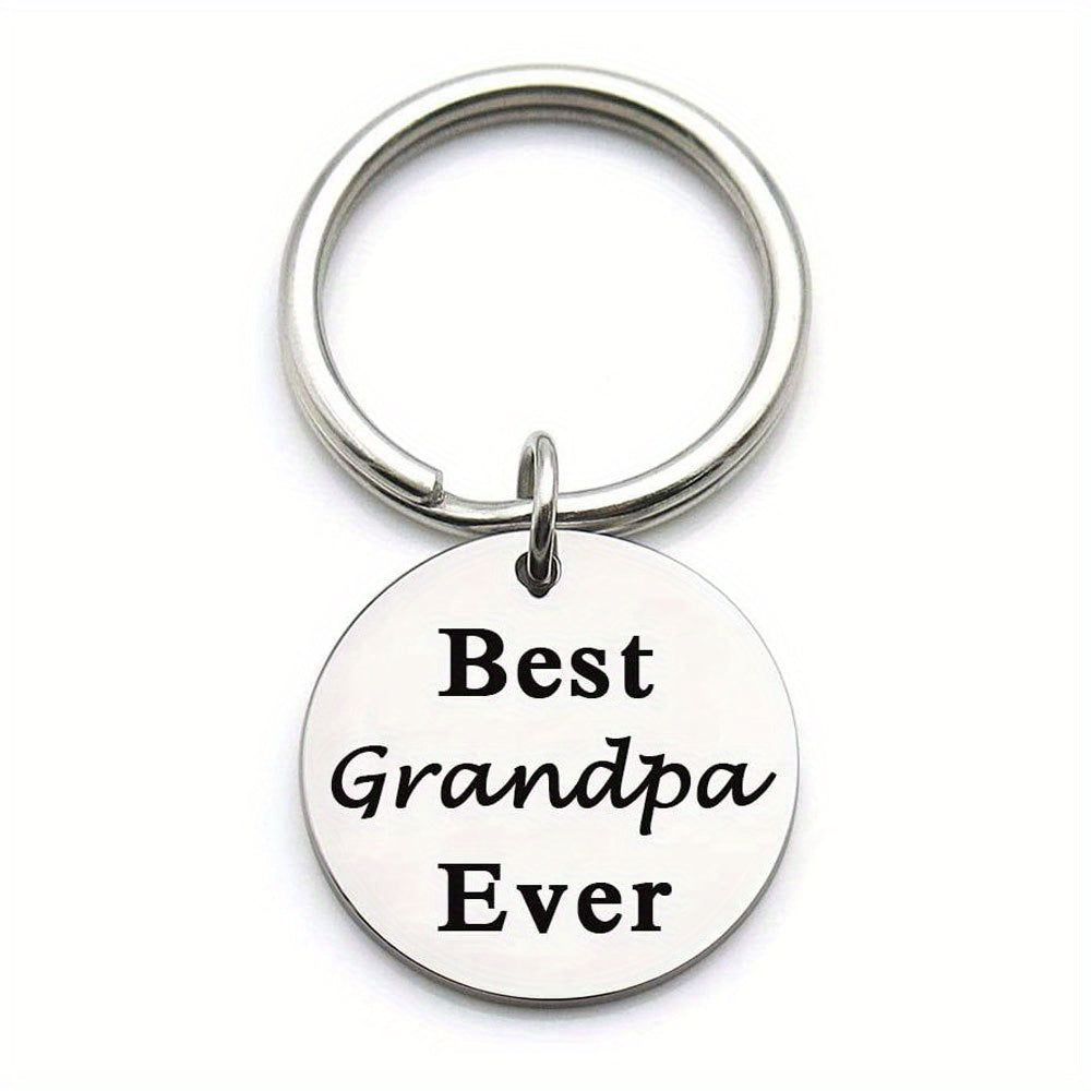 Family Stainless Steel Keyring Round Shape Keychain Father's Mother's Gift