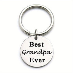 Family Stainless Steel Keyring Round Shape Keychain Father's Mother's Gift