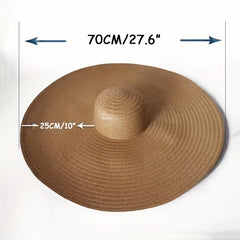 Vintage Large Brim Straw Hat Summer Beach Hats For Women