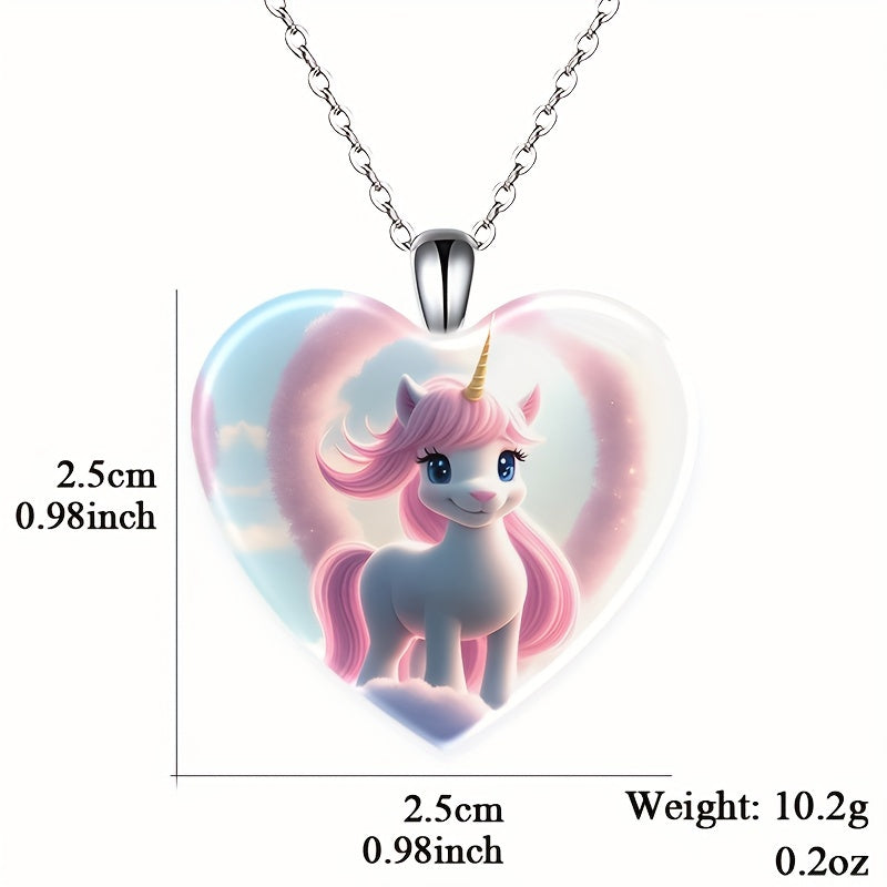 Unicorn Crystal Pendant Necklace Hip Hop Jewelry Men Women Gift