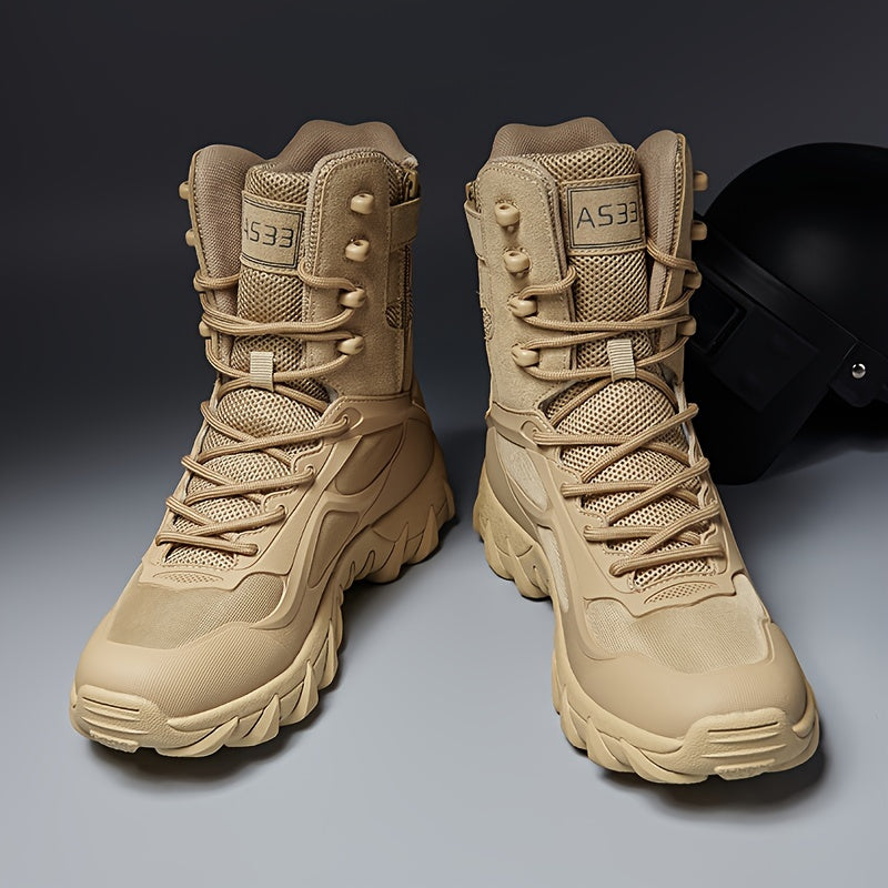 Men's High Top Tactical Boots - Lace Up Outdoor Footwear