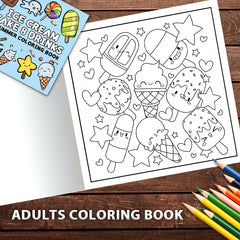 Excavator Ice Cream Coloring Book for All Ages