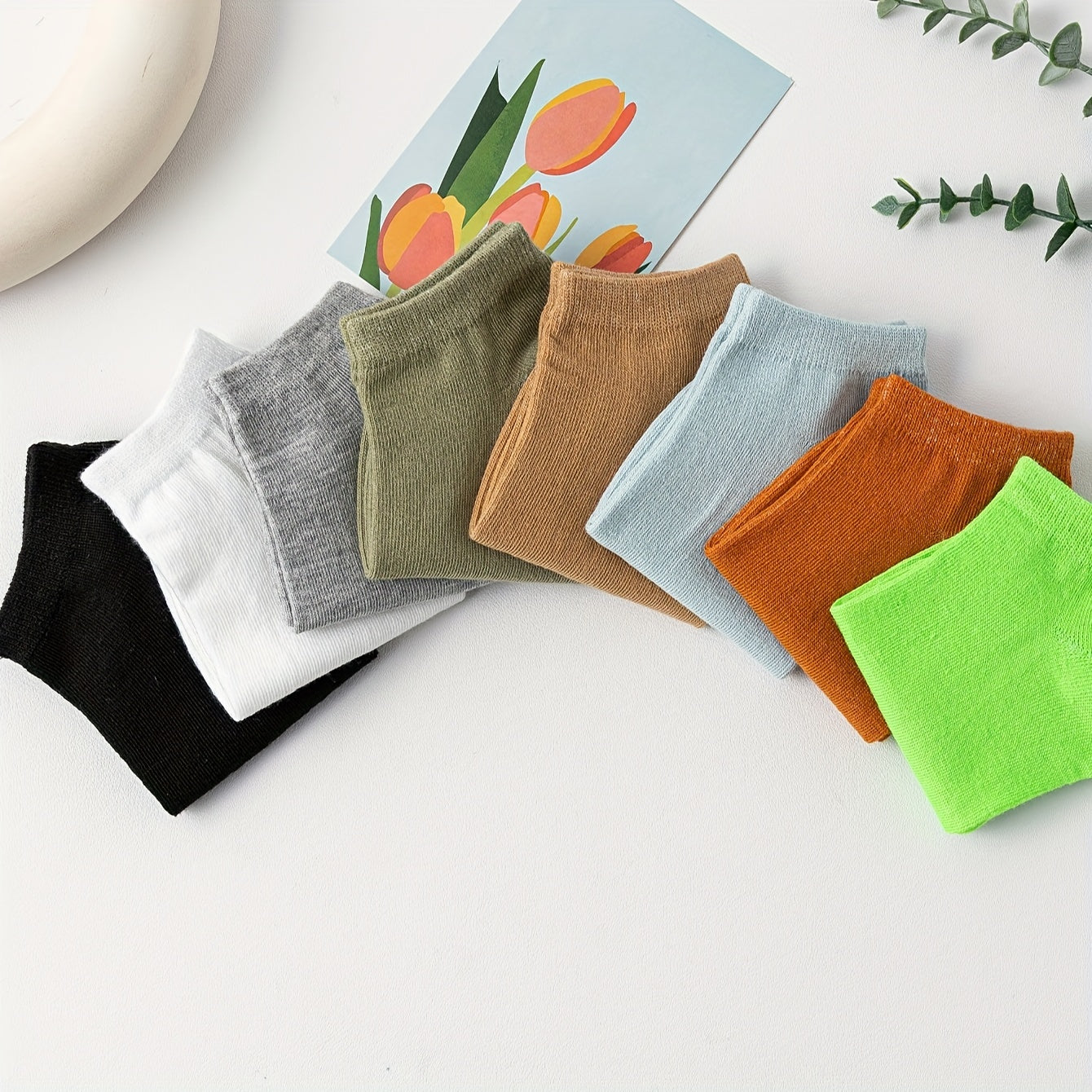 8 Pairs Solid Low Cut Ankle Socks Women's Stockings
