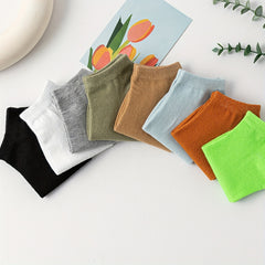 8 Pairs Solid Low Cut Ankle Socks Women's Stockings