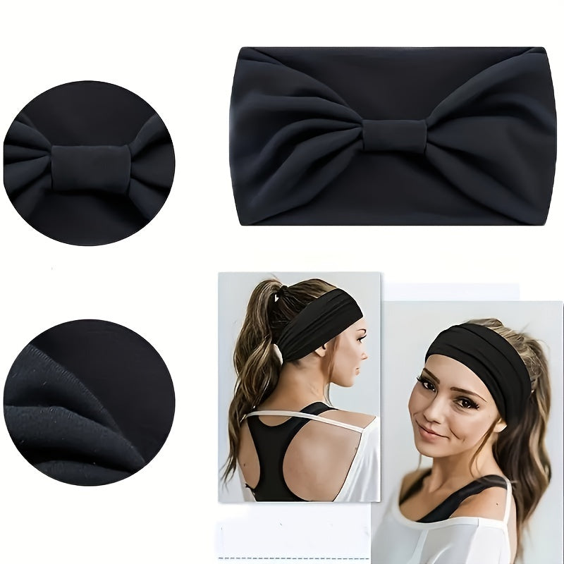 Solid Headband For Women Wide Brim Knotted Sports Yoga Bandana