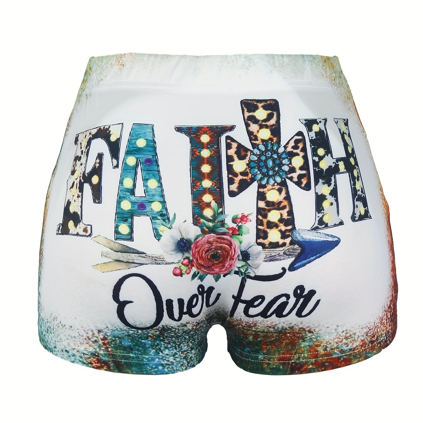 Women's Plus Size Western Style Floral Tie Dye Elastic High Rise Shorts