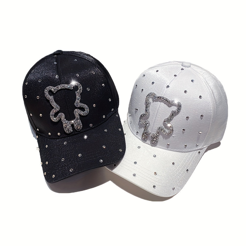 Rhinestone Teddy Couple Baseball Cap Cartoon Bear Sun Hat