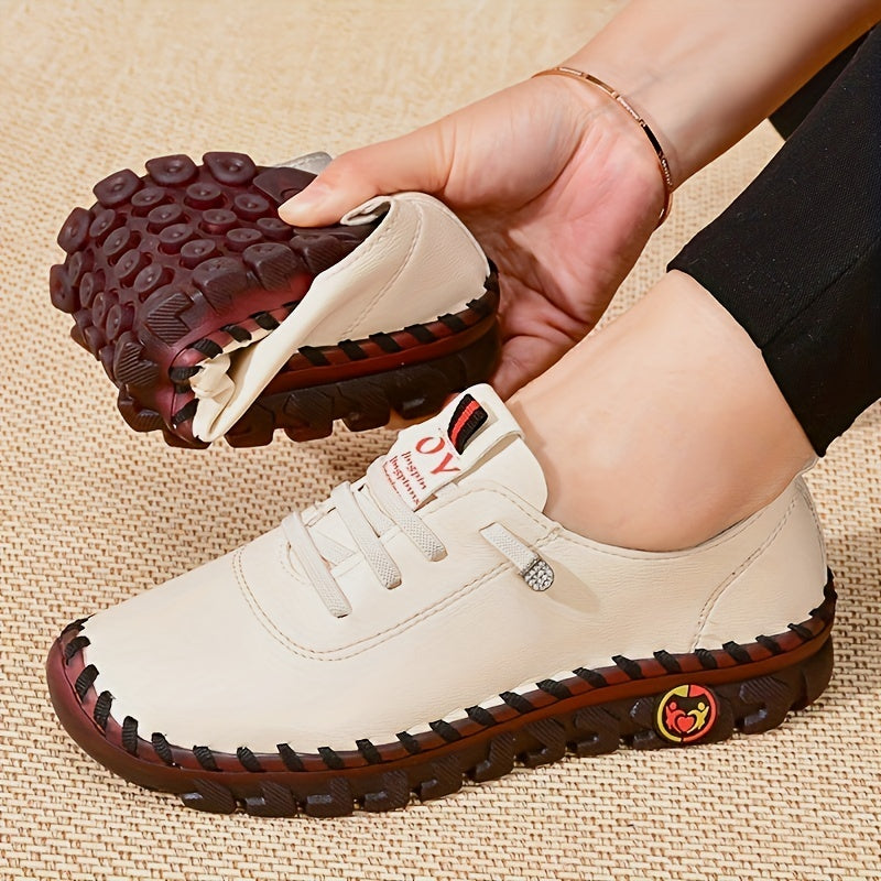Women's Lace Up Slip On Flat Loafers Lightweight Non Slip Shoes