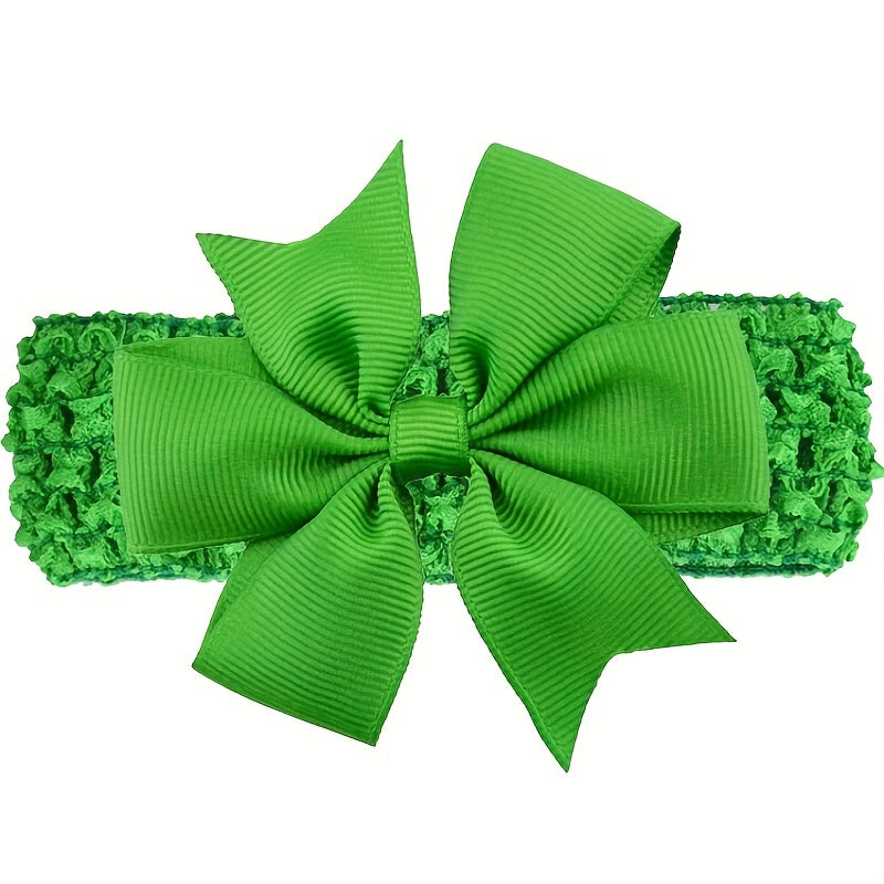 Ribbed Dovetail Webbing Headband Solid Bow Hairband