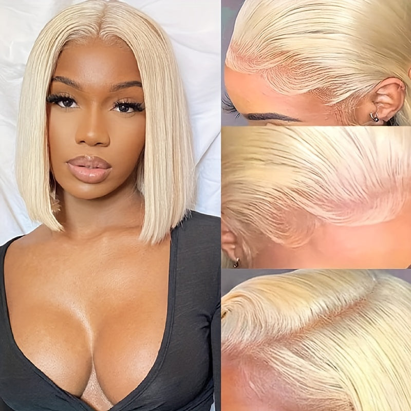 613 Blonde Short Bob Wig Human Hair 13x4 HD Lace Front Wigs