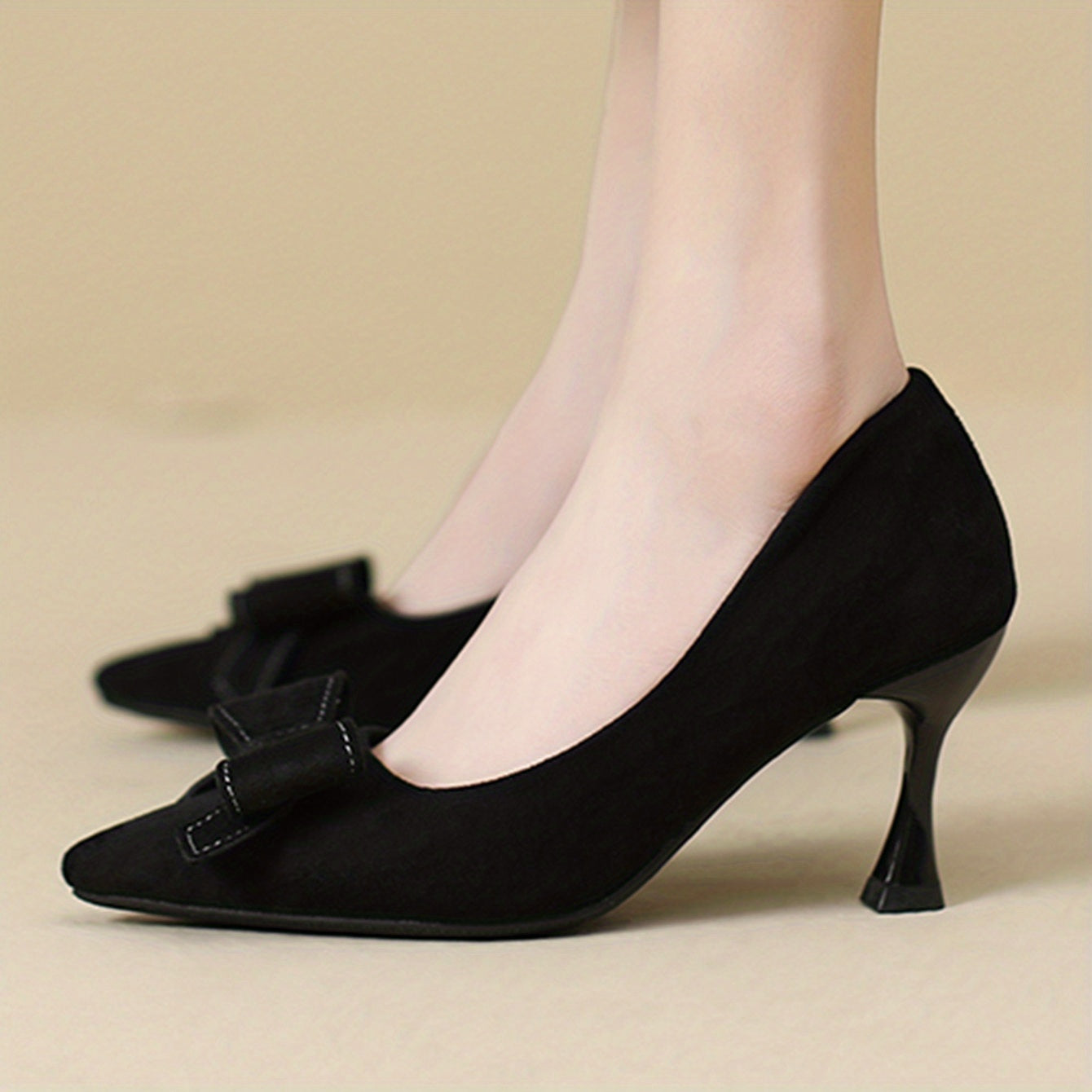 Women's Bowknot Stiletto Heels Slip On Pumps