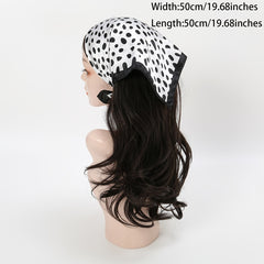 Small Square Satin Scarf Solid & Irregular Print Neckerchief Hair Wrap