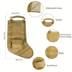 Christmas Stocking Bag Molle Pouch Zip Pocket Backpack Hanging Pouch