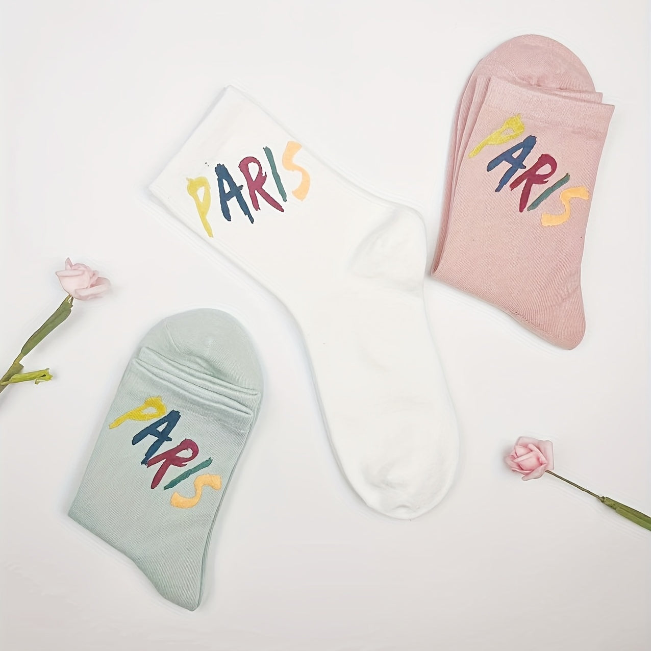 5 Pairs Letter Print Socks Comfy & Breathable Mid Tube Socks Women's Stockings
