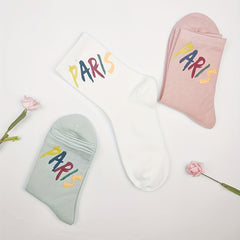 5 Pairs Letter Print Socks Comfy & Breathable Mid Tube Socks Women's Stockings