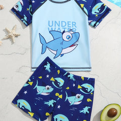 Boys' Shark Swimming Trunks & Tops Set for Beach Vacation