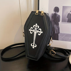 Gothic Coffin Shaped Crossbody Bag for Halloween