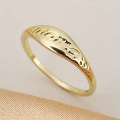 14k Plated Ring for Mom Carved Letters Gift for Mother