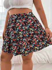  Ditsy Floral Print High Rise A line Mini Skirt