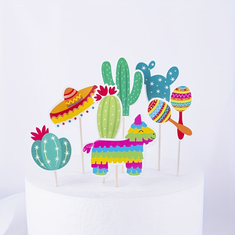 7pcs Mexican Spring Scenery Cake Decoration Set
