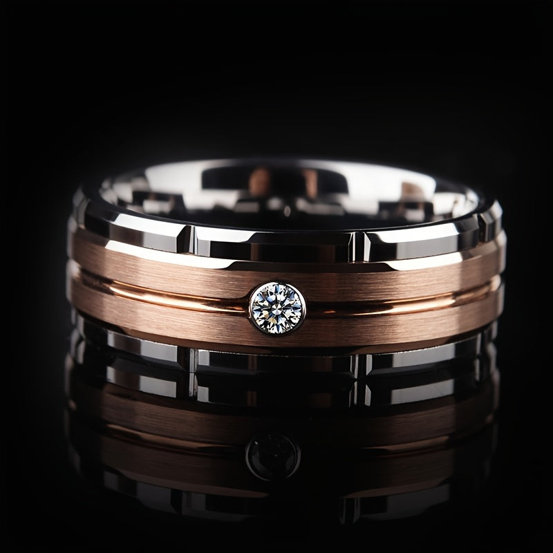 Men's Two Tone Stainless Steel Ring 8mm