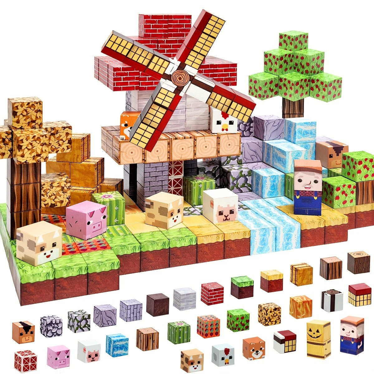 Farm Magnetic Blocks Building Toys for Kids, STEM Construction Set