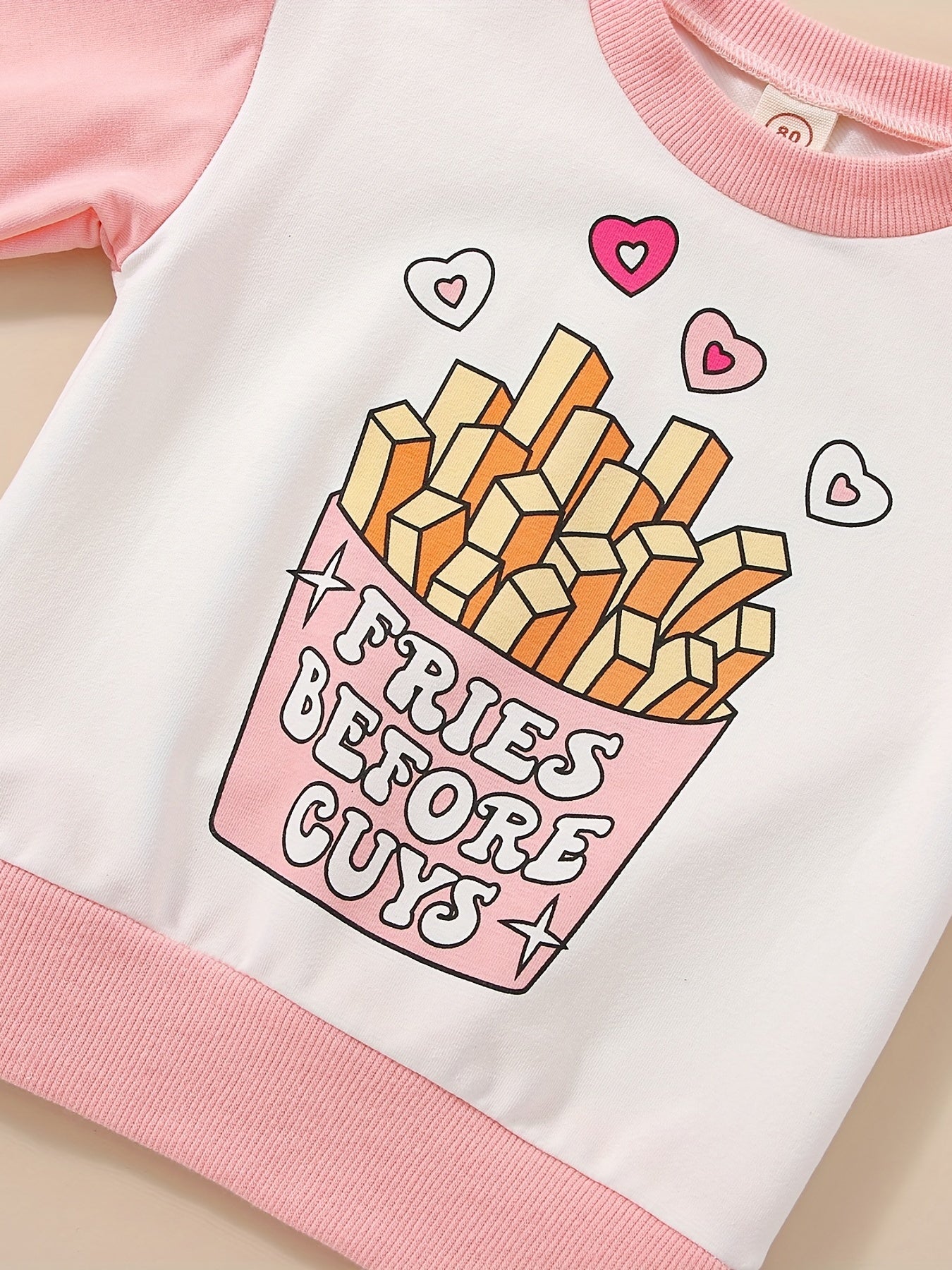 Cartoon Fries Long Sleeve Sweatshirt for Girls