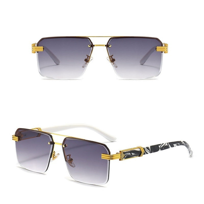 Men's Half Frame Square Cut Sunglasses