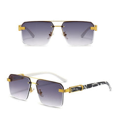 Men's Half Frame Square Cut Sunglasses