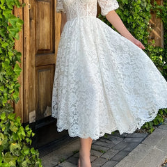  Lace Square Neck Bridesmaid Dress
