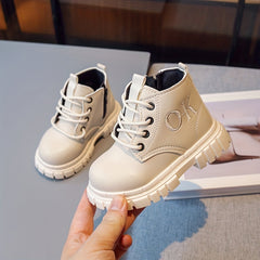 Girls Vintage Lace-Up Ankle Boots Non-Slip Comfortable Shoes