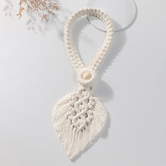 Bohemian Woven Curtain Binding Rope Tassel Leaf Wood Bead Decoration
