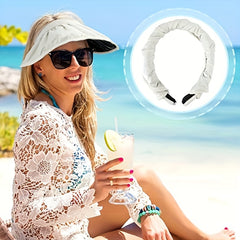 Solid Visor Hat Women Wide Brim Foldable Headband Summer UV Pro