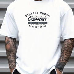 Retro Letter Print Men's Graphic Crew Neck T shirt Casual Comfy Tees