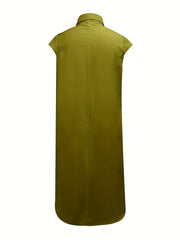 Plus Size Cap Sleeve Button Front Shirt Dress