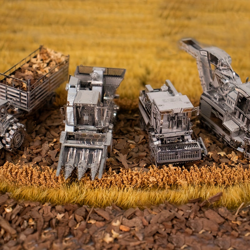 Metal Glue 3D Puzzle Tractor Corn Wheat Sugarcane Harvester Model