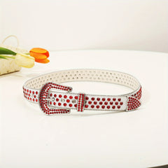 Hip Hop Rivet Rhinestone Belts Rapper Block PU Belt Punk Red