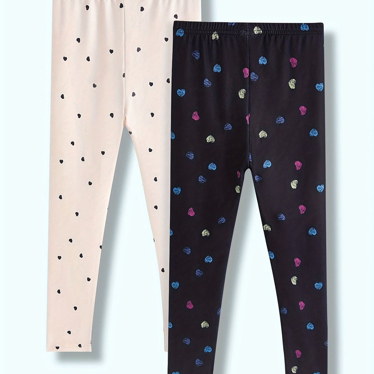 Girls' Heart Print Legging Pants for Sports Casual Outfit