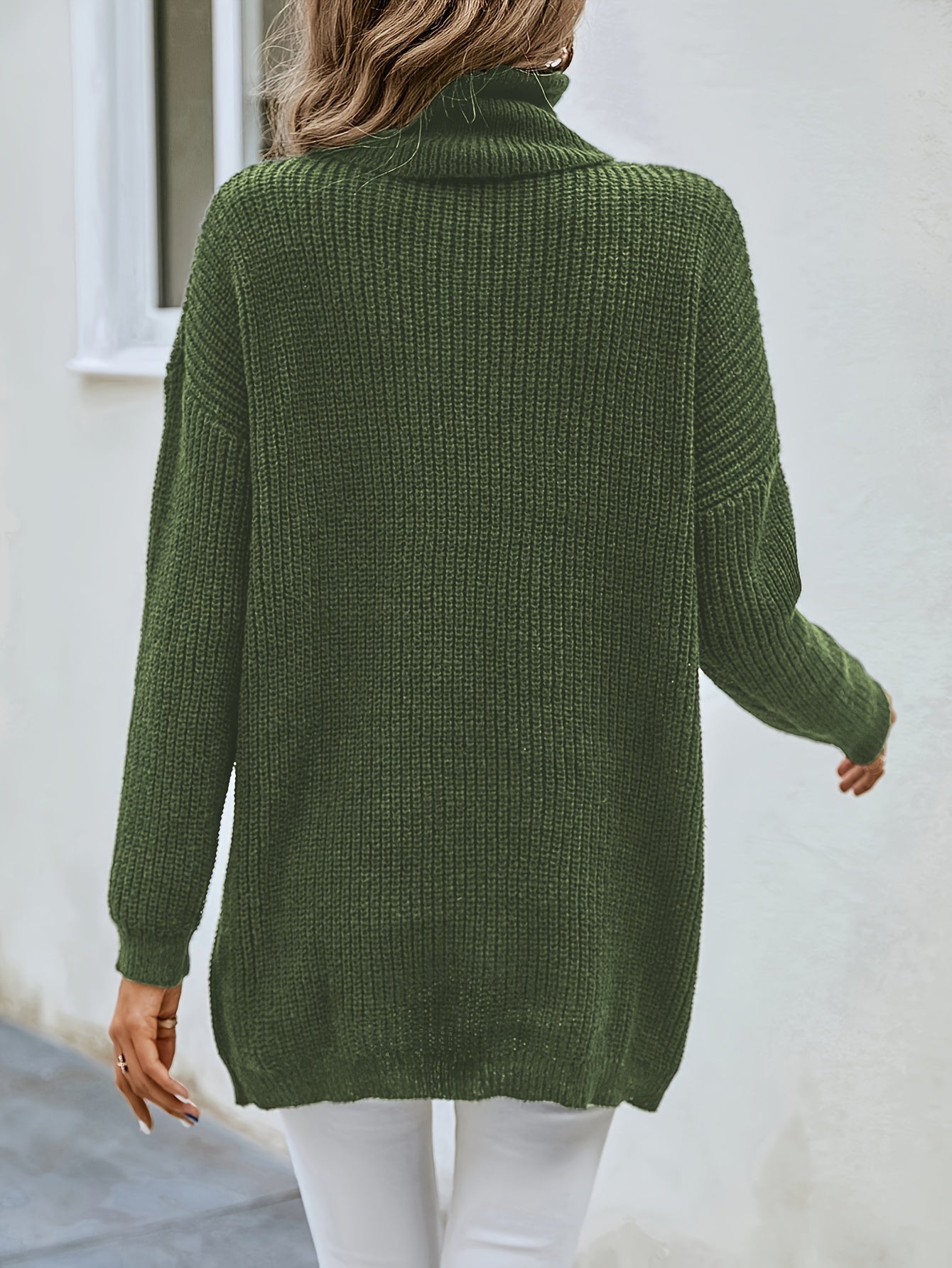  High Neck Stretch Tunic Sweater