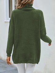  High Neck Stretch Tunic Sweater