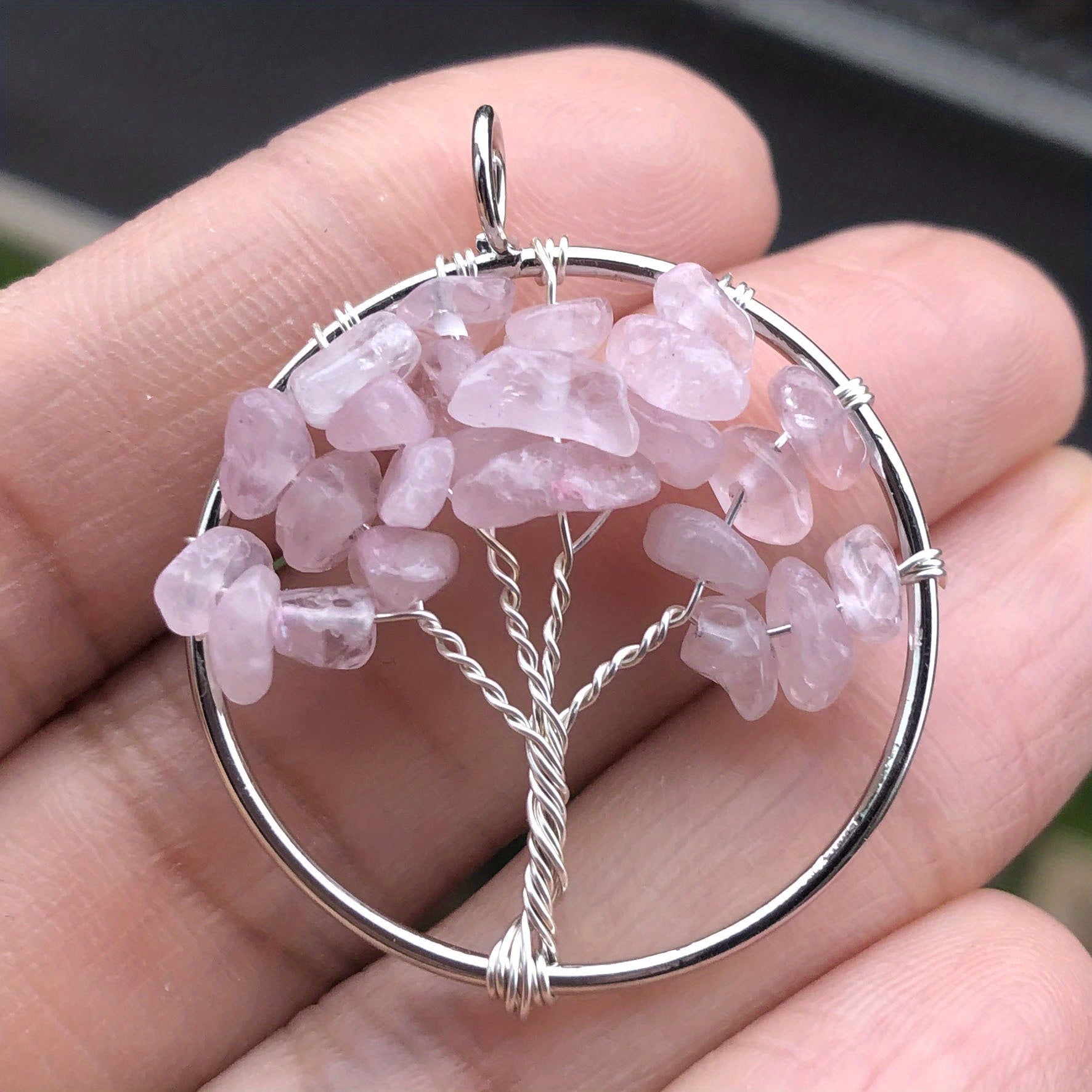 7 Charka Stone Tree Of Life Pendant Crystal Beads Energy Amulet