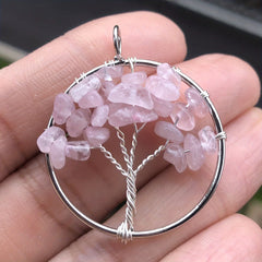 7 Charka Stone Tree Of Life Pendant Crystal Beads Energy Amulet